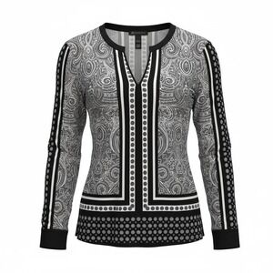 INC International Concepts Woman Carerra Marble Half Zip Tunic Top Size XL